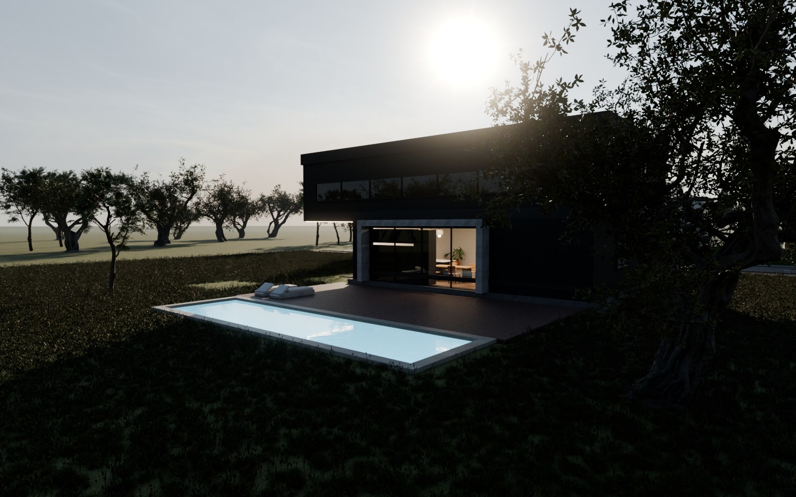 Rendu 3D&nbsp;: terrasse et piscine